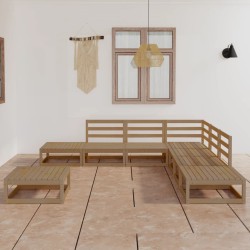 vidaXL Muebles de jardín 8 piezas marrón miel madera maciza de pino