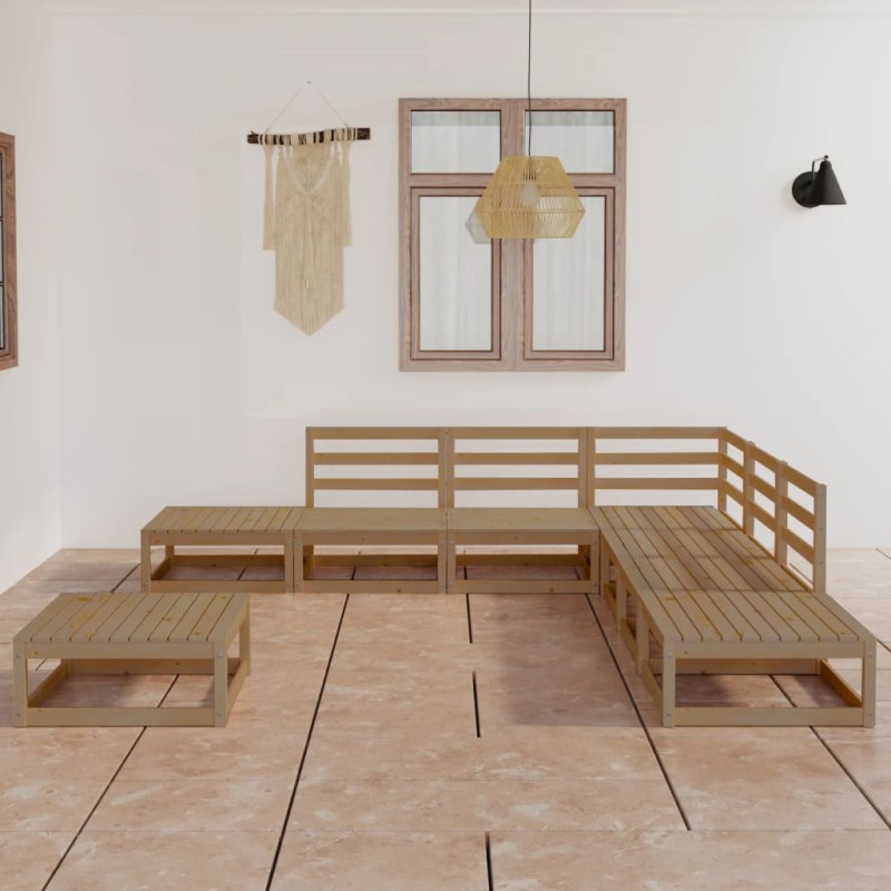 vidaXL Muebles de jardín 8 piezas marrón miel madera maciza de pino vidaXL Muebles de jardín 8 piezas marrón miel madera maciza de pino