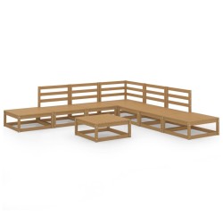 vidaXL Muebles de jardín 8 piezas marrón miel madera maciza de pino