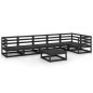 vidaXL Juego de muebles de jardín 7 piezas negro madera maciza de pino 