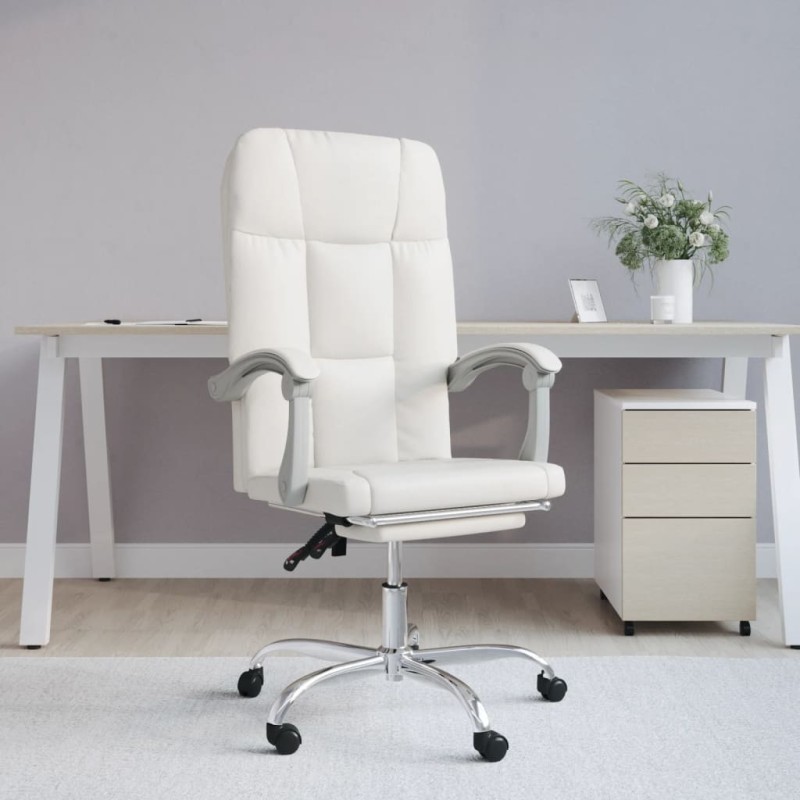 vidaXL Silla de oficina reclinable cuero sintético blanco vidaXL Silla de oficina reclinable cuero sintético blanco