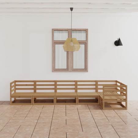 vidaXL Muebles de jardín 6 piezas marrón miel madera maciza de pino 