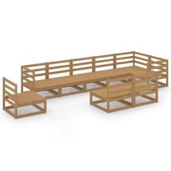 vidaXL Muebles de jardín 9 piezas marrón miel madera maciza de pino