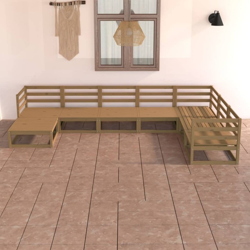 vidaXL Muebles de jardín 7 piezas marrón miel madera maciza de pino vidaXL Muebles de jardín 7 piezas marrón miel madera maciza de pino