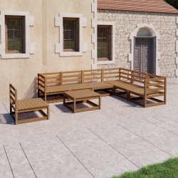 vidaXL Muebles de jardín 8 piezas marrón miel madera maciza de pino