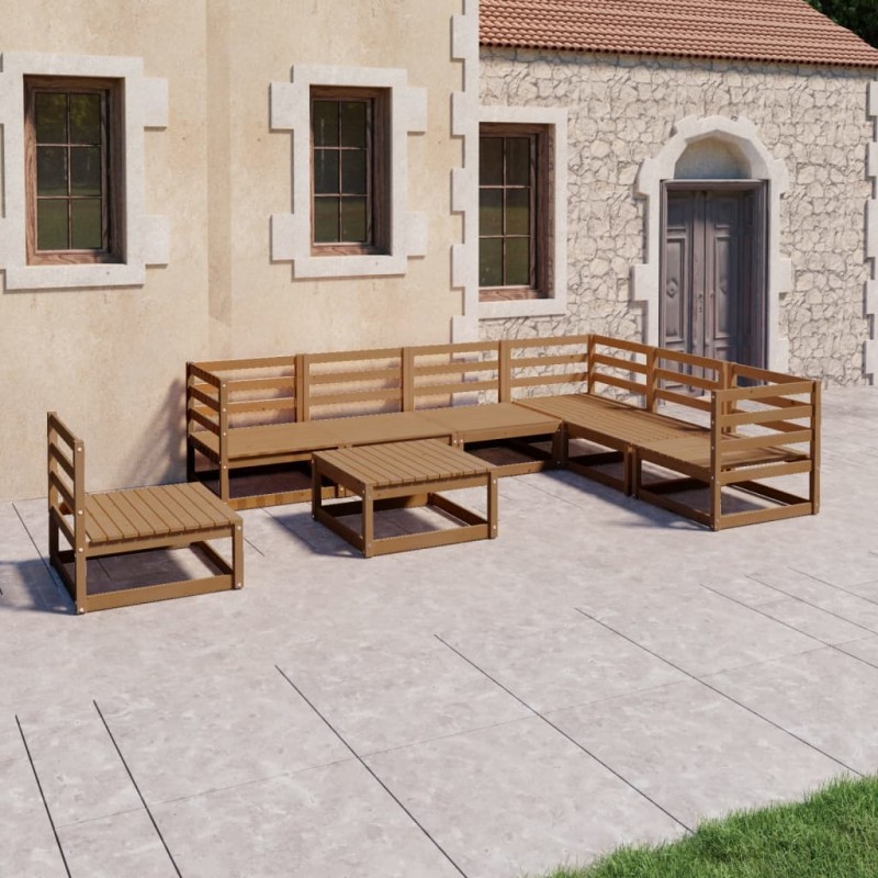 vidaXL Muebles de jardín 8 piezas marrón miel madera maciza de pino vidaXL Muebles de jardín 8 piezas marrón miel madera maciza de pino