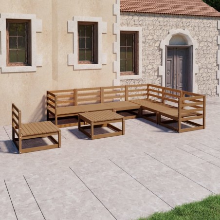 vidaXL Muebles de jardín 8 piezas marrón miel madera maciza de pino