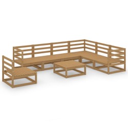vidaXL Muebles de jardín 8 piezas marrón miel madera maciza de pino