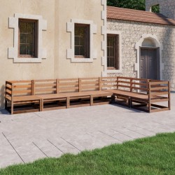 vidaXL Muebles de jardín 7 piezas marrón miel madera maciza de pino