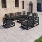 vidaXL Juego de muebles de jardín 10 pzas y cojines negro madera pino