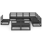 vidaXL Juego de muebles de jardín 10 pzas y cojines negro madera pino
