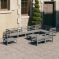 vidaXL Juego de muebles de jardín 11 pzas y cojines gris madera pino vidaXL Juego de muebles de jardín 11 pzas y cojines gris madera pino
