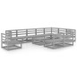 vidaXL Juego de muebles de jardín 11 pzas y cojines gris madera pino vidaXL Juego de muebles de jardín 11 pzas y cojines gris madera pino