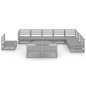 vidaXL Juego de muebles de jardín 11 pzas y cojines gris madera pino vidaXL Juego de muebles de jardín 11 pzas y cojines gris madera pino
