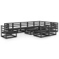 vidaXL Juego de muebles de jardín 11 pzas negro madera maciza de pino