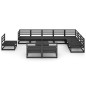 vidaXL Juego de muebles de jardín 11 pzas negro madera maciza de pino