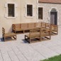 vidaXL Muebles de jardín 9 pzas y cojines marrón miel madera pino vidaXL Muebles de jardín 9 pzas y cojines marrón miel madera pino
