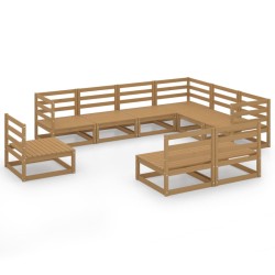 vidaXL Muebles de jardín 9 pzas y cojines marrón miel madera pino