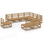 vidaXL Muebles de jardín 9 pzas y cojines marrón miel madera pino vidaXL Muebles de jardín 9 pzas y cojines marrón miel madera pino