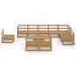 vidaXL Muebles de jardín 11 piezas marrón miel madera maciza de pino vidaXL Muebles de jardín 11 piezas marrón miel madera maciza de pino