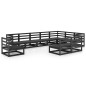 vidaXL Juego de muebles de jardín 10 pzas y cojines negro madera pino