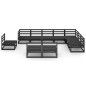 vidaXL Juego de muebles de jardín 10 pzas y cojines negro madera pino