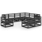 vidaXL Juego de muebles de jardín 9 pzas y cojines negro madera pino