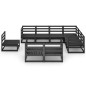vidaXL Juego de muebles de jardín 9 pzas y cojines negro madera pino
