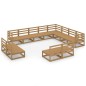 vidaXL Muebles de jardín 12 pzas y cojines marrón miel madera pino vidaXL Muebles de jardín 12 pzas y cojines marrón miel madera pino