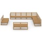 vidaXL Muebles de jardín 12 pzas y cojines marrón miel madera pino vidaXL Muebles de jardín 12 pzas y cojines marrón miel madera pino