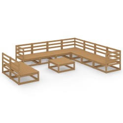 vidaXL Muebles de jardín 10 pzas y cojines marrón miel madera pino