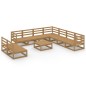 vidaXL Muebles de jardín 10 pzas y cojines marrón miel madera pino