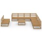 vidaXL Muebles de jardín 10 pzas y cojines marrón miel madera pino