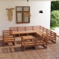 vidaXL Muebles de jardín 12 piezas marrón miel madera maciza de pino