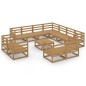 vidaXL Muebles de jardín 12 piezas marrón miel madera maciza de pino