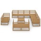 vidaXL Muebles de jardín 12 piezas marrón miel madera maciza de pino