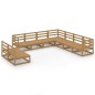 vidaXL Muebles de jardín 9 pzas y cojines marrón miel madera pino vidaXL Muebles de jardín 9 pzas y cojines marrón miel madera pino
