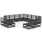 vidaXL Juego de muebles de jardín 11 pzas y cojines negro madera pino vidaXL Juego de muebles de jardín 11 pzas y cojines negro madera pino