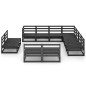 vidaXL Juego de muebles de jardín 11 pzas y cojines negro madera pino vidaXL Juego de muebles de jardín 11 pzas y cojines negro madera pino