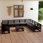 vidaXL Juego de muebles de jardín 11 pzas negro madera maciza de pino vidaXL Juego de muebles de jardín 11 pzas negro madera maciza de pino
