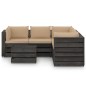 vidaXL Muebles de jardín 6 piezas con cojines madera impregnada gris