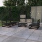 vidaXL Juego de muebles de jardín 6 piezas negro madera maciza de pino