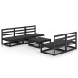 vidaXL Juego de muebles de jardín 6 piezas negro madera maciza de pino