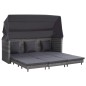 vidaXL Sofá cama extensible 3 plazas con capota ratán sintético gris vidaXL Sofá cama extensible 3 plazas con capota ratán sintético gris