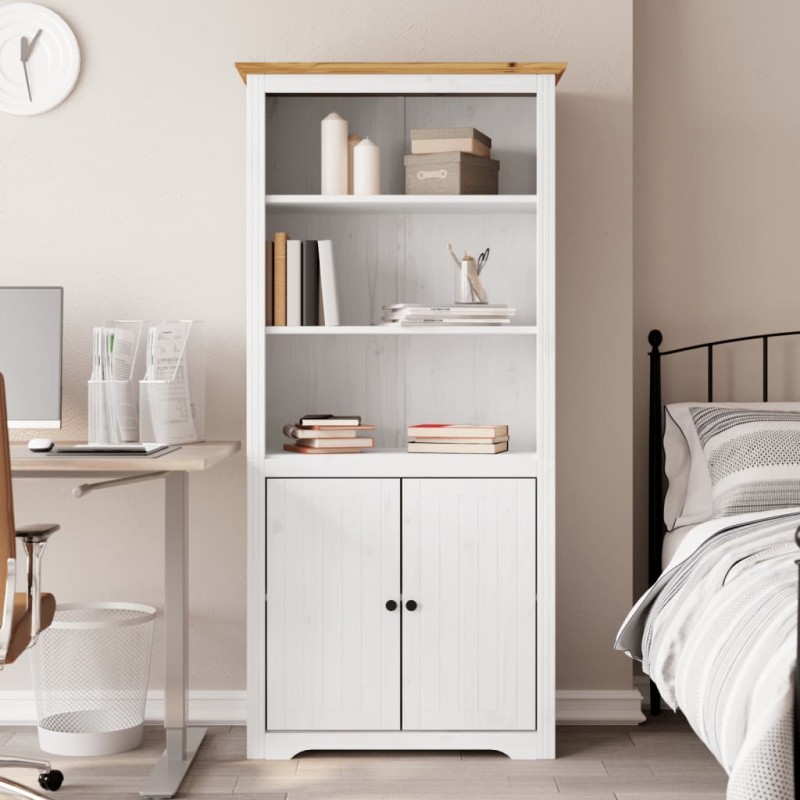 vidaXL Librería BODO madera maciza de pino blanco y marrón 80x40x172cm vidaXL Librería BODO madera maciza de pino blanco y marrón 80x40x172cm