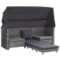 vidaXL Sofá cama extensible 3 plazas con capota ratán sintético gris vidaXL Sofá cama extensible 3 plazas con capota ratán sintético gris