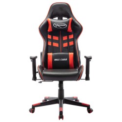 vidaXL Silla de gaming de cuero sintético negro y rojo
