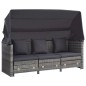 vidaXL Sofá cama extensible 3 plazas con capota ratán sintético gris vidaXL Sofá cama extensible 3 plazas con capota ratán sintético gris