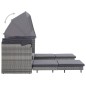 vidaXL Sofá cama extensible 3 plazas con capota ratán sintético gris vidaXL Sofá cama extensible 3 plazas con capota ratán sintético gris