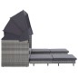 vidaXL Sofá cama extensible 3 plazas con capota ratán sintético gris vidaXL Sofá cama extensible 3 plazas con capota ratán sintético gris